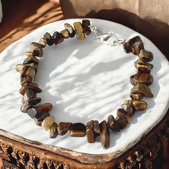 5 For $25💫Tiger Eye Agate Chips Bracelet - Picture 1 of 5